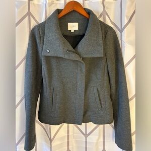 LOFT Women's Dark Gray Short Zippered Pea Coat Moto